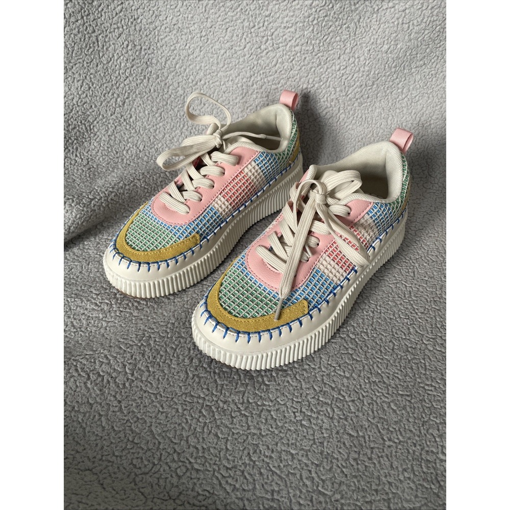 Nicole Miller New York Mixed Media Brita Platform Sneaker Shoes Women's 7